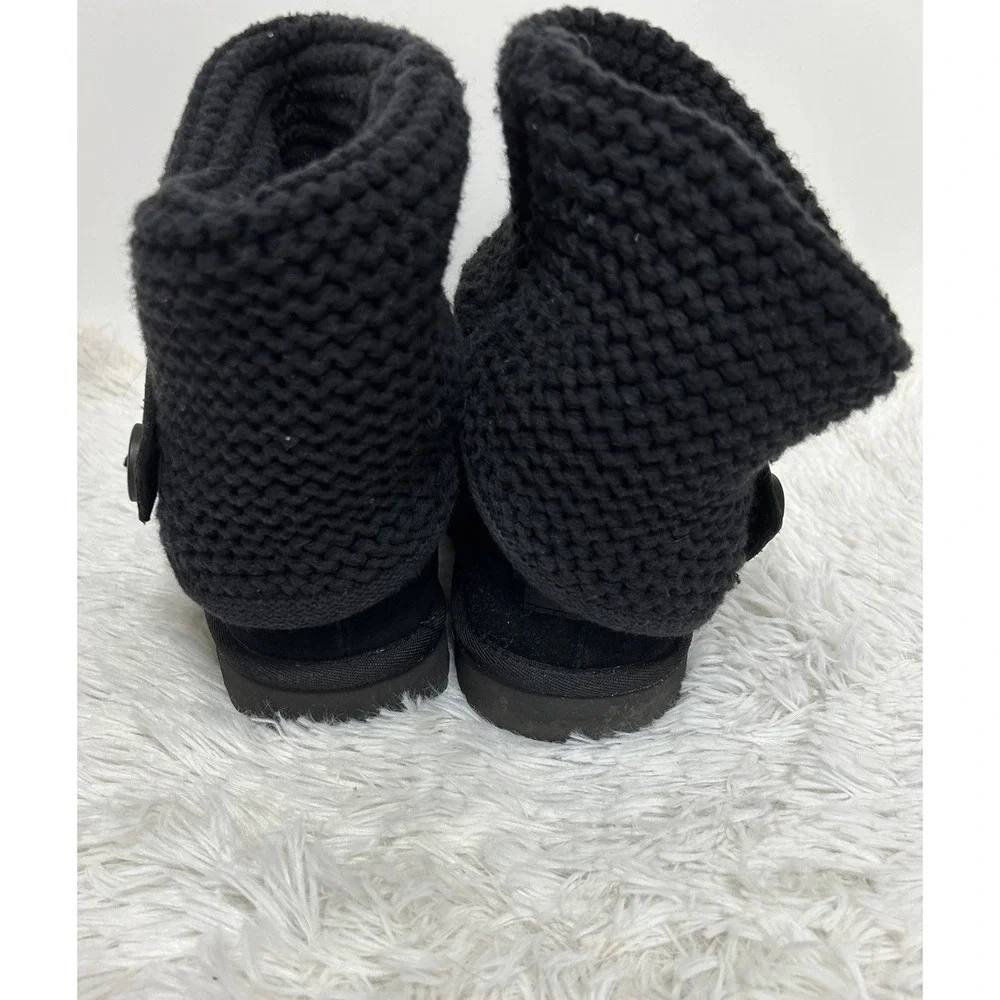 UGG womens black Shaina knit mid-calf boots Fold Over Sweater boot 8